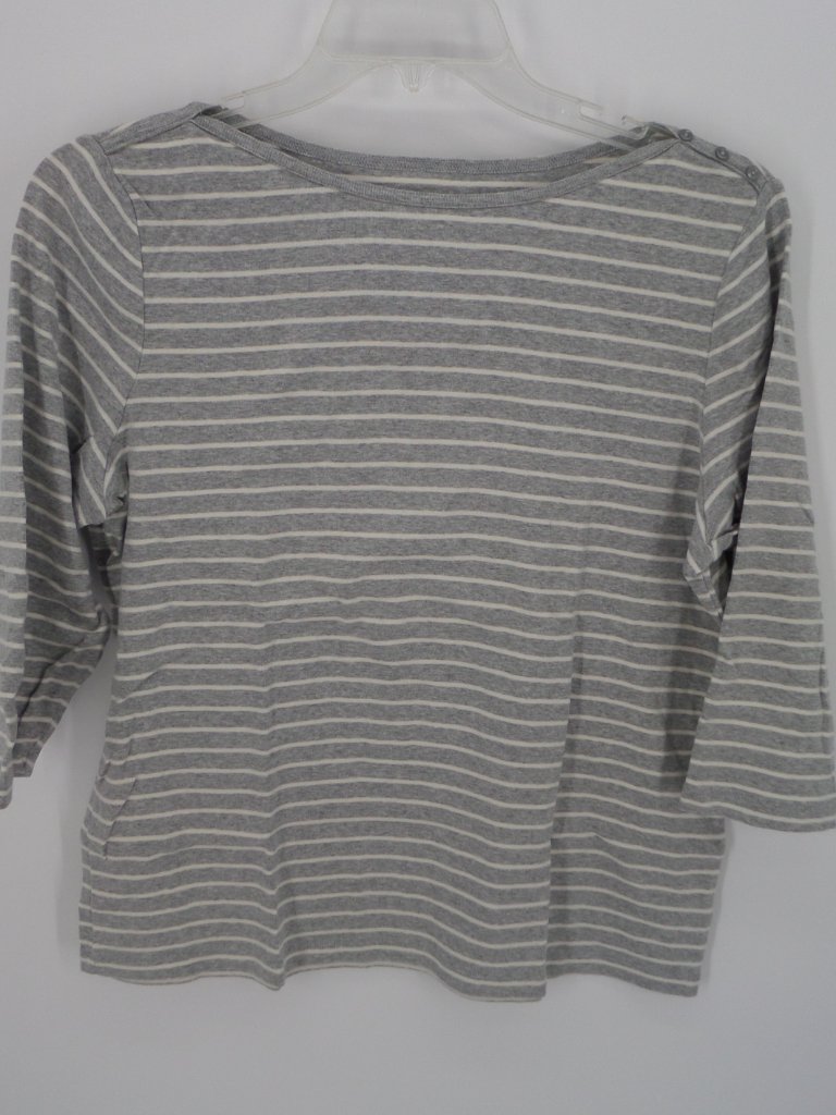 St. Johns Bay Women's Boat Neck Fall 3/4 Sleeve Gray/White Sweater Top Sz Xl